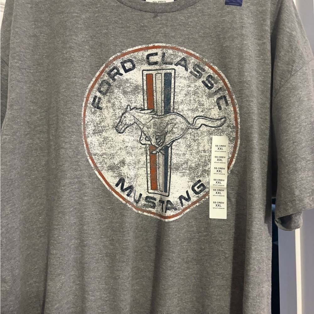 Kohl's Gray Ford Classic Mustang Graphic Tee with Red & Blue Accents